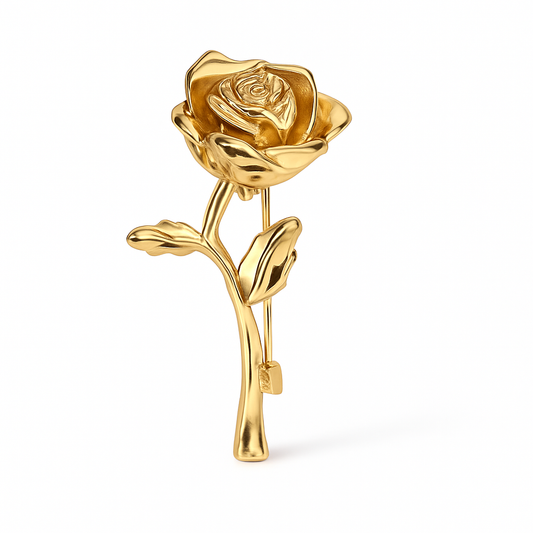 Broche rose dorée