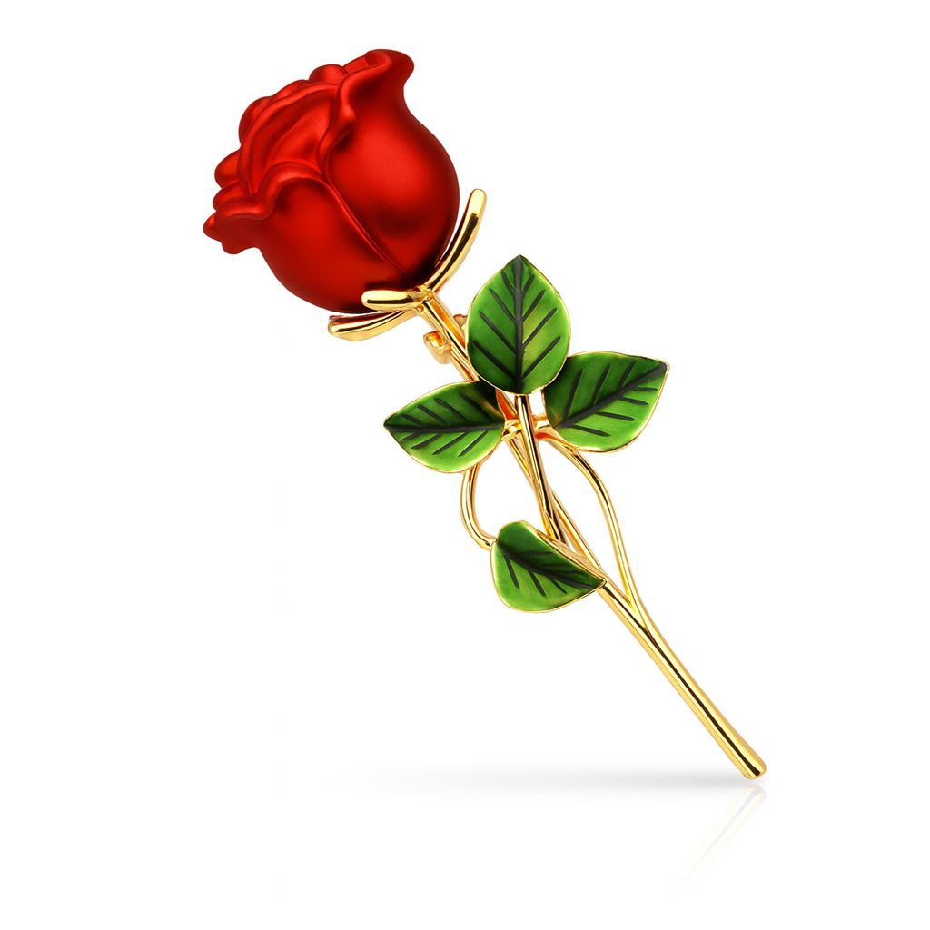 Broche rose rouge