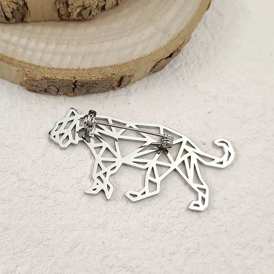 Broche tigre ajourée de dos