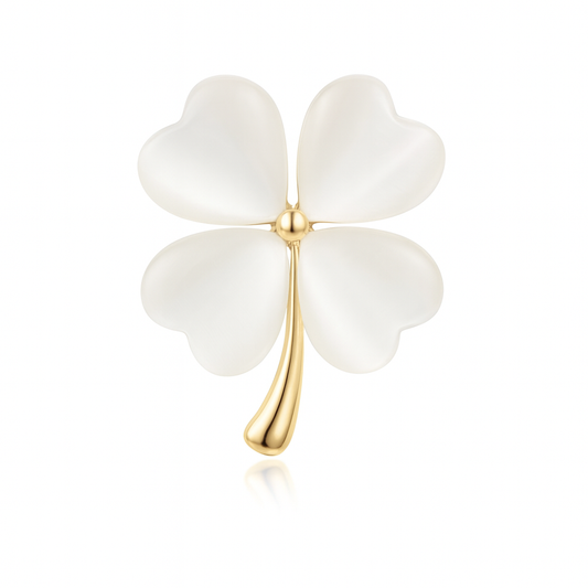 Broche trèfle nacré