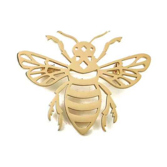 Broche abeille ajourée, acier inoxydable