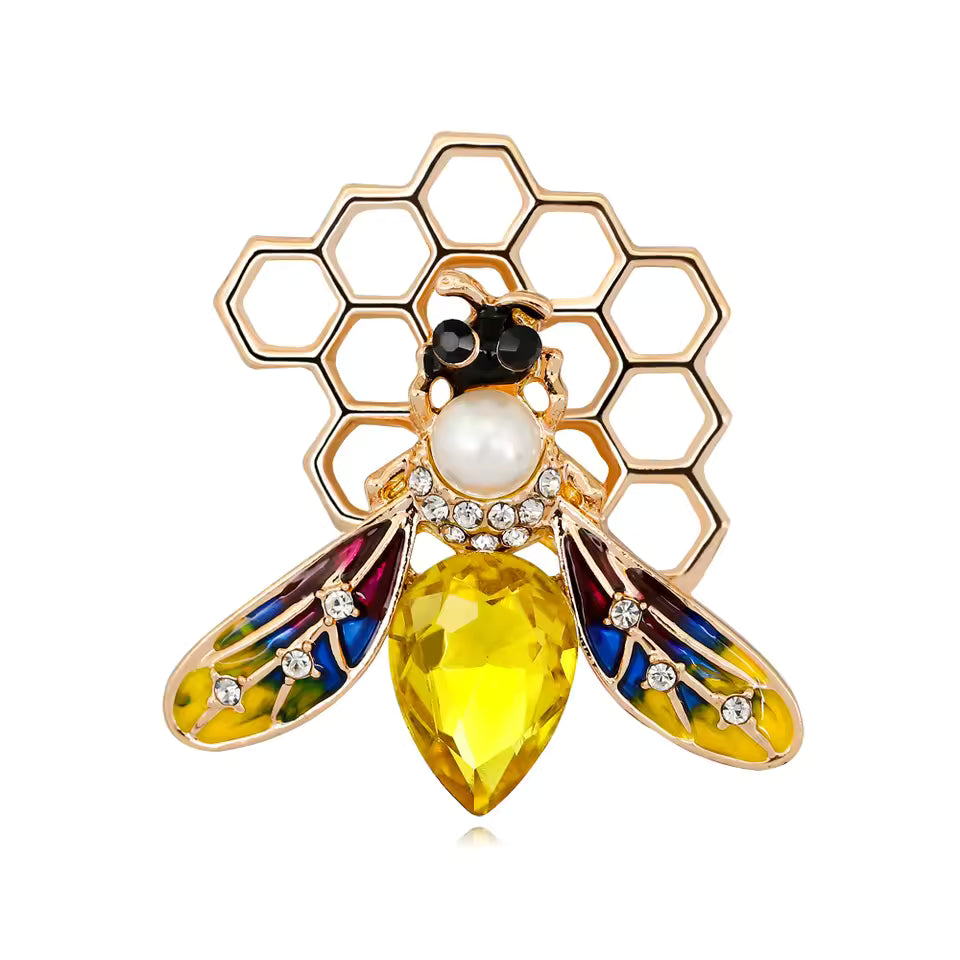 Broche abeille nectar, finition dorée, alliage métallique