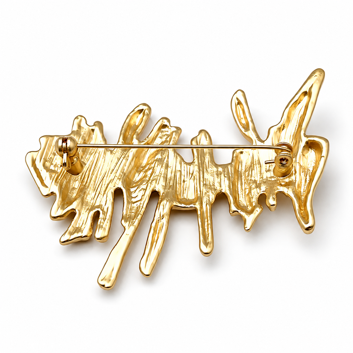 Broche abstraite vue de dos, fermoir épingle