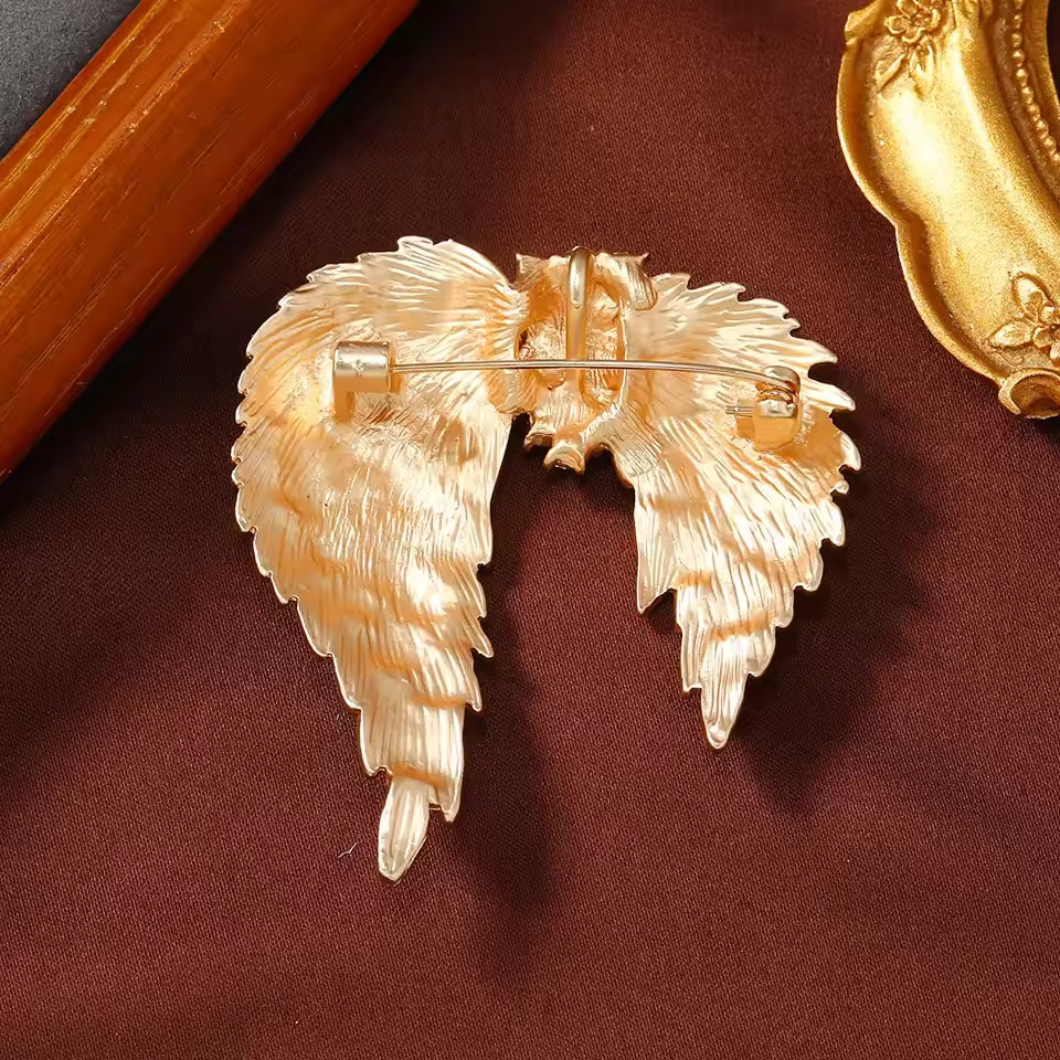 Broche ailes célestes vue de dos, fermoir épingle