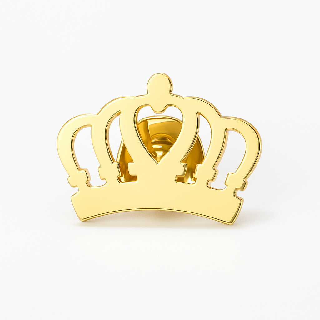Broche amour couronné, acier inoxydable