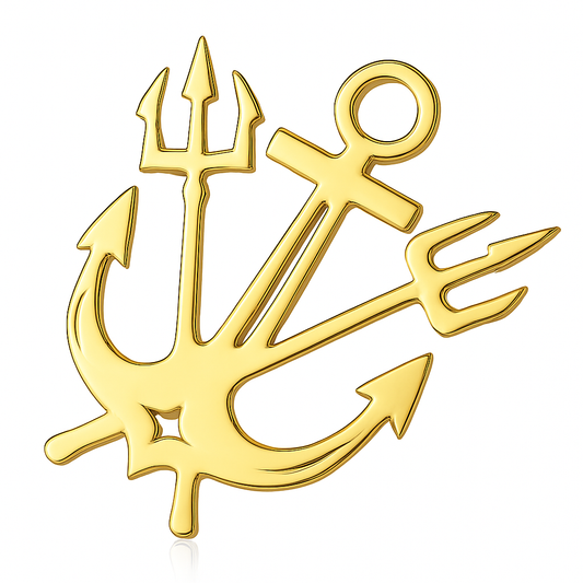 Broche ancre trident, alliage métallique