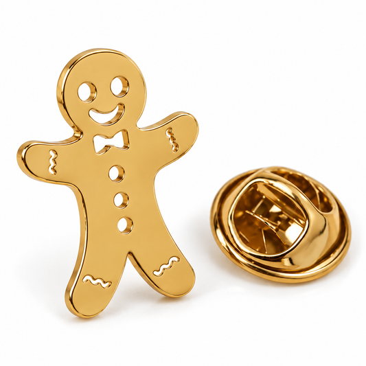 Broche bonhomme pain d'épices, acier inoxydable