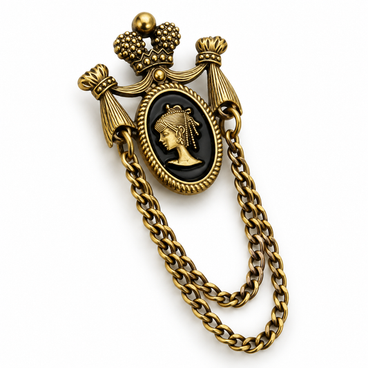 Broche camée antique, alliage métallique