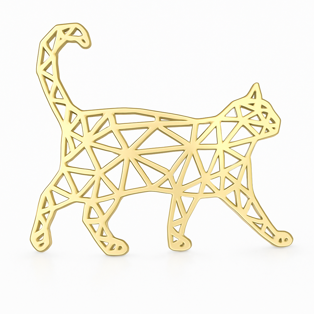 Broche chat ajouré, acier inoxydable