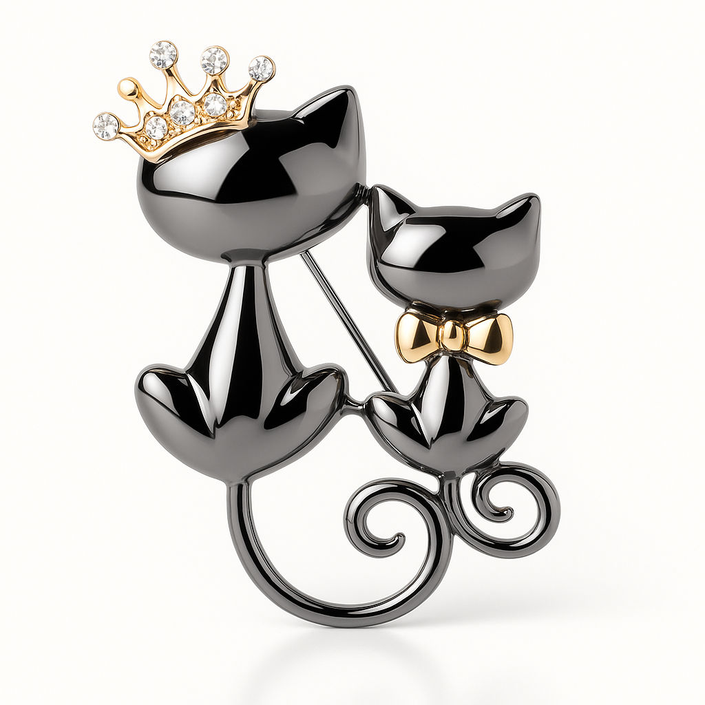 Broche chat dynastie, alliage métallique