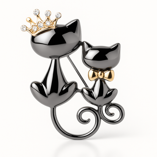Broche chat dynastie, alliage métallique