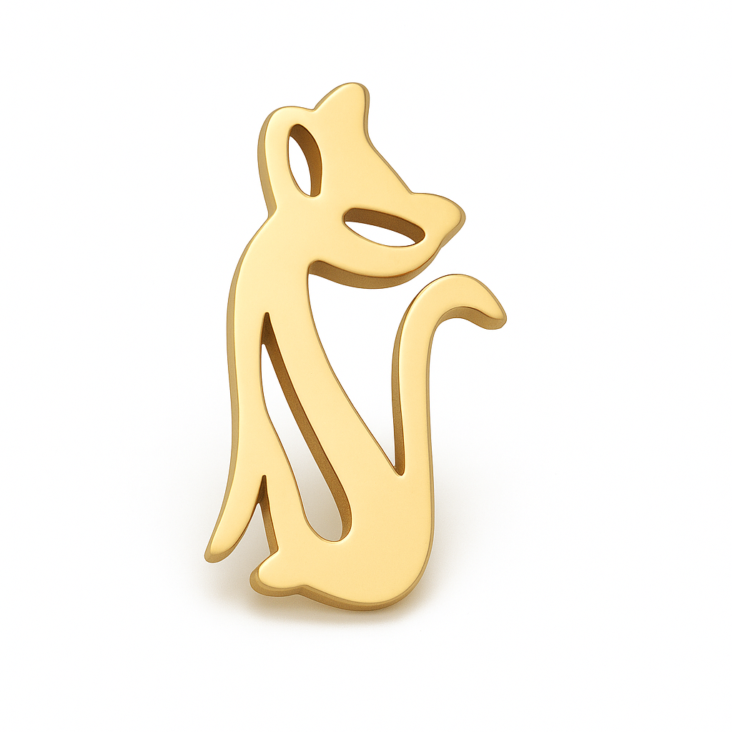 Broche chat séduisant, acier inoxydable