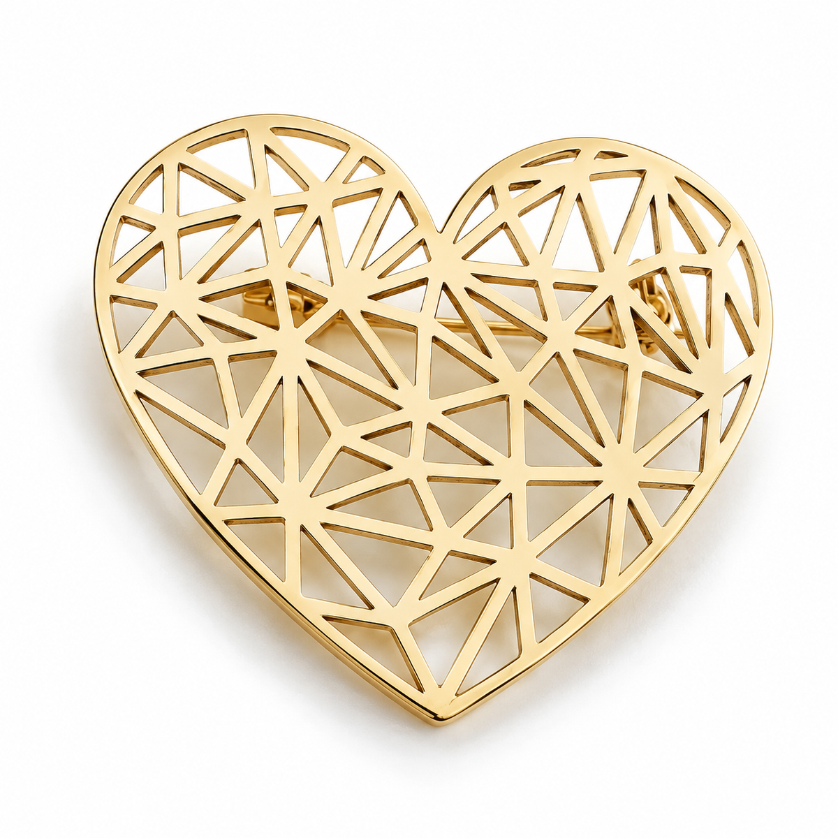 Broche cœur ajouré, acier inoxydable