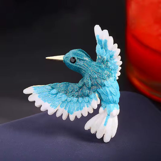 Broche colibri azur, vue complémentaire