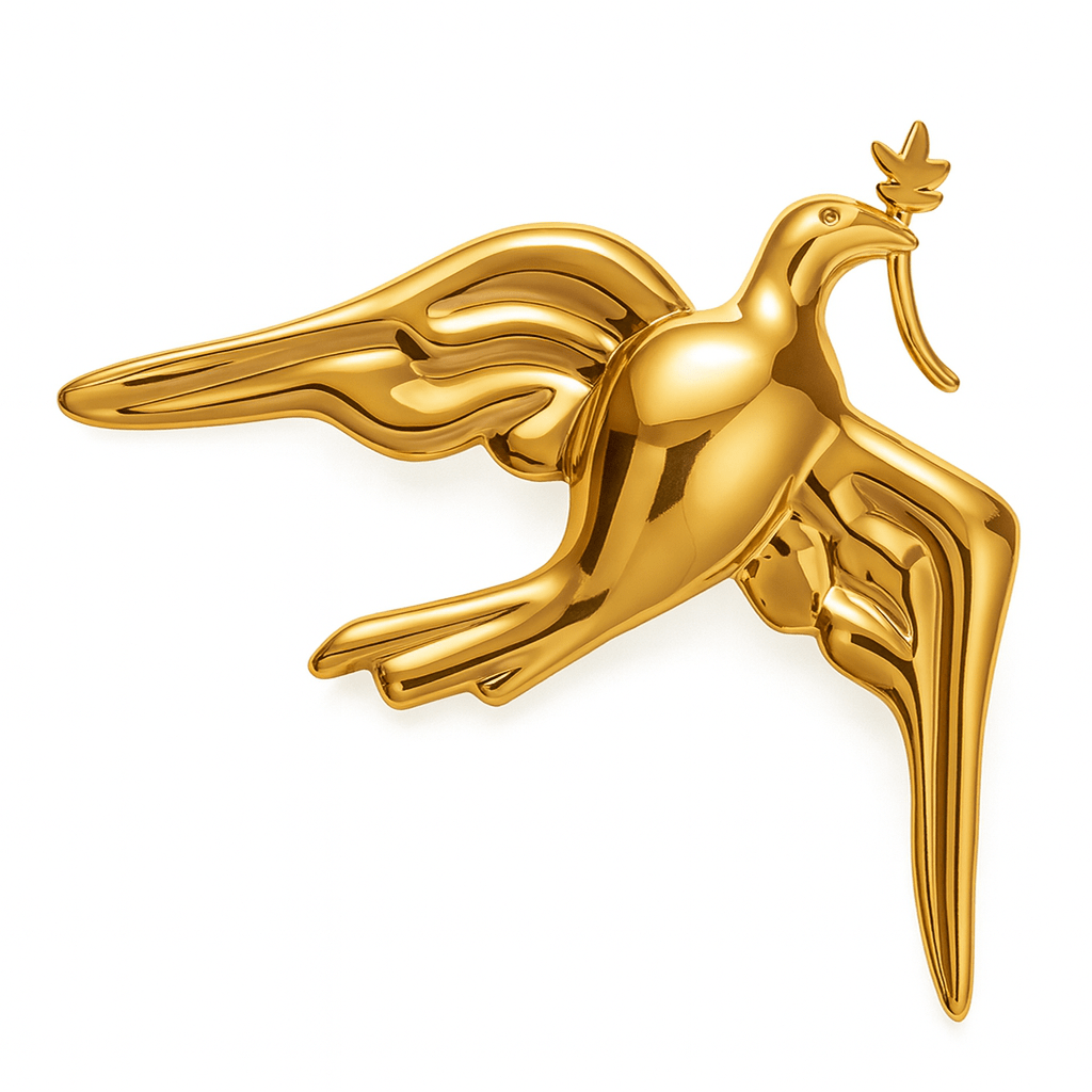 Broche Colombe Dorée, finition dorée, acier inoxydable