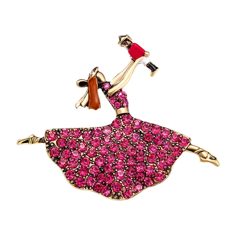 Broche danseuse éclat, finition dorée, alliage métallique