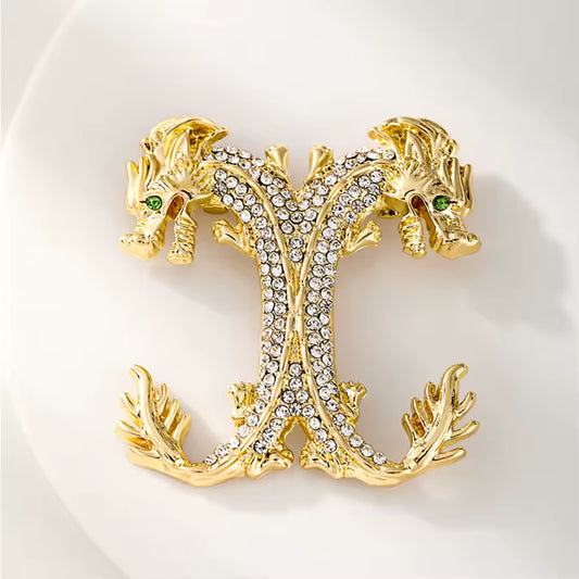 Broche dragons jumeaux, vue complémentaire