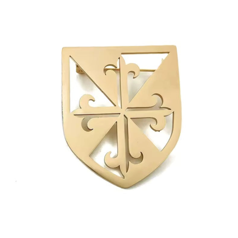 Broche écusson médiéval, acier inoxydable