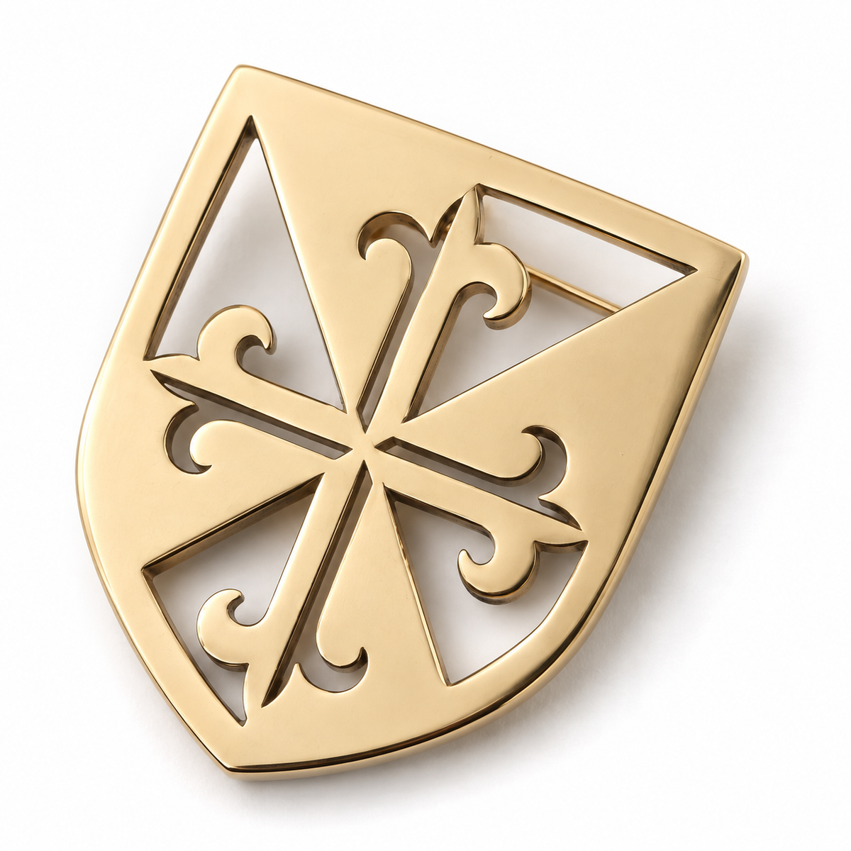 Broche écusson médiéval, acier inoxydable