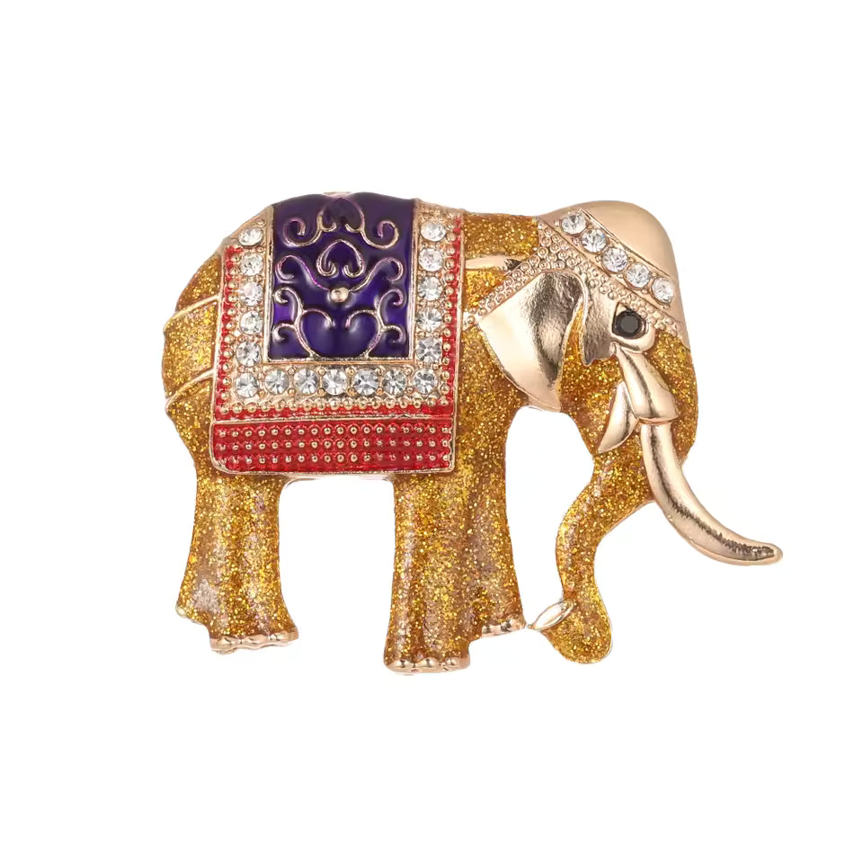Broche éléphant d'Asie, alliage métallique