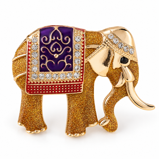 Broche éléphant d'Asie, alliage métallique