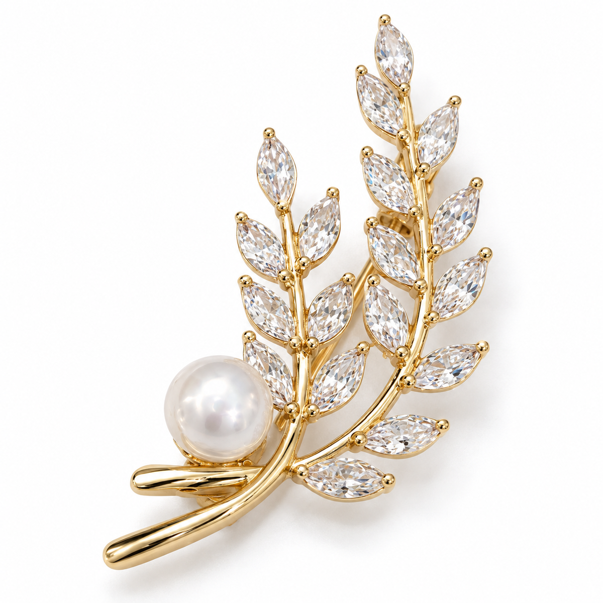 Broche épi de blé, finition dorée, alliage métallique
