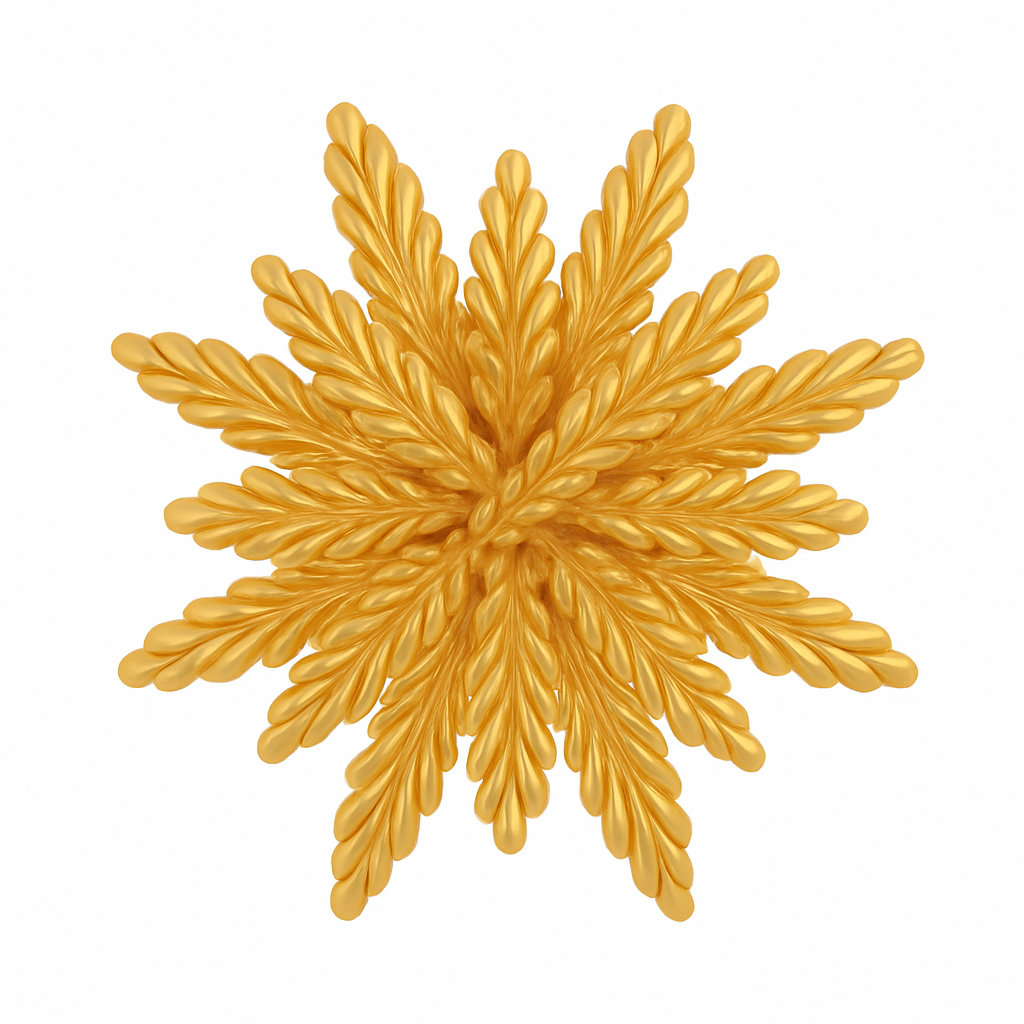 Broche épi étoile, finition dorée, acier inoxydable
