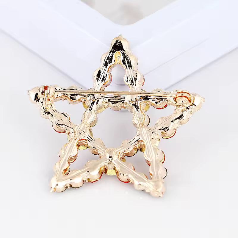 Broche étoile de Noël vue de dos, fermoir épingle