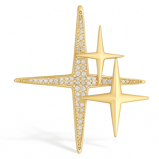 Broche étoile, finition dorée, alliage métallique