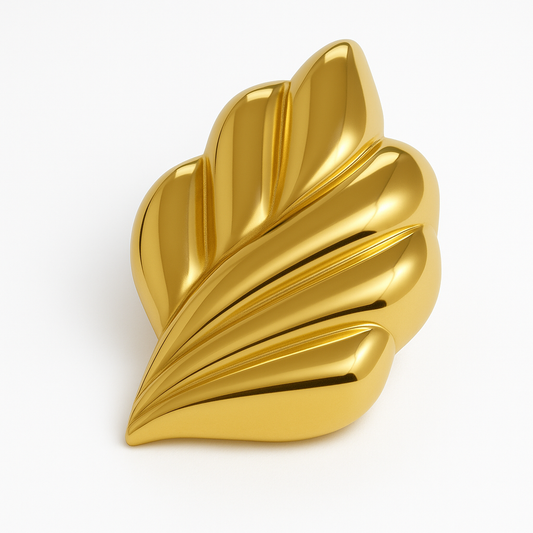 Broche feuille robuste, finition dorée, alliage métallique