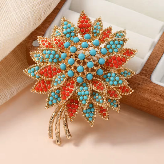 Broche fleur corail, vue complémentaire