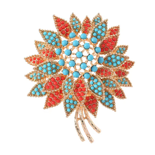 Broche fleur corail, alliage métallique