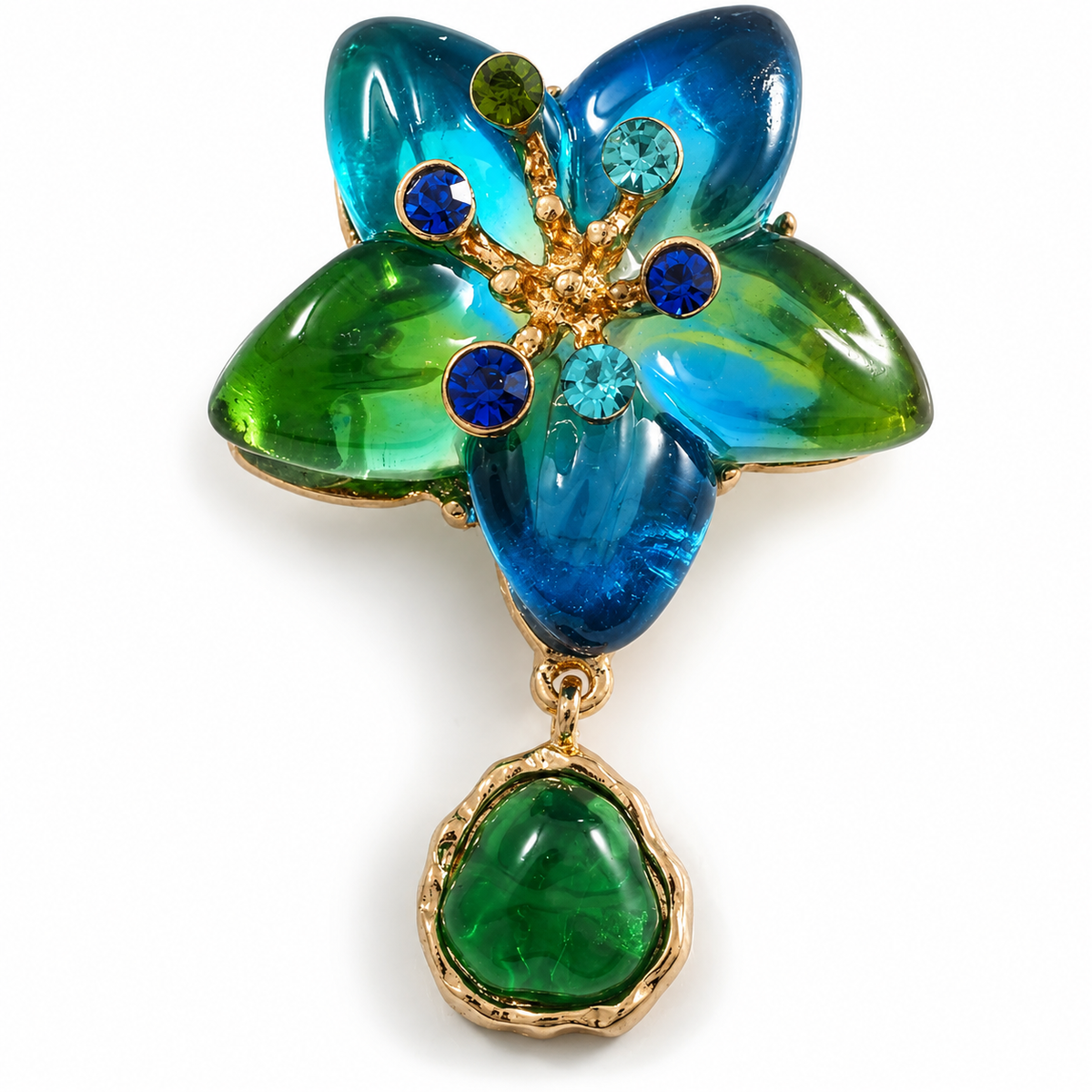 Broche fleur cristal, alliage métallique