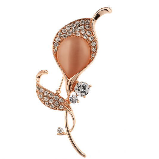 Broche fleur de calla, finition dorée, alliage métallique