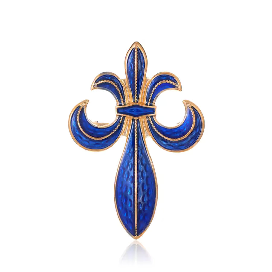 Broche fleur de lys éclatante, alliage métallique