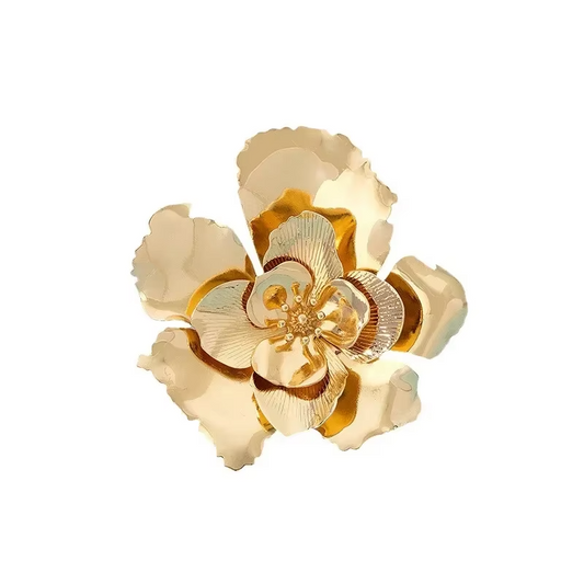 Broche fleur éclat d'or, finition dorée, alliage métallique