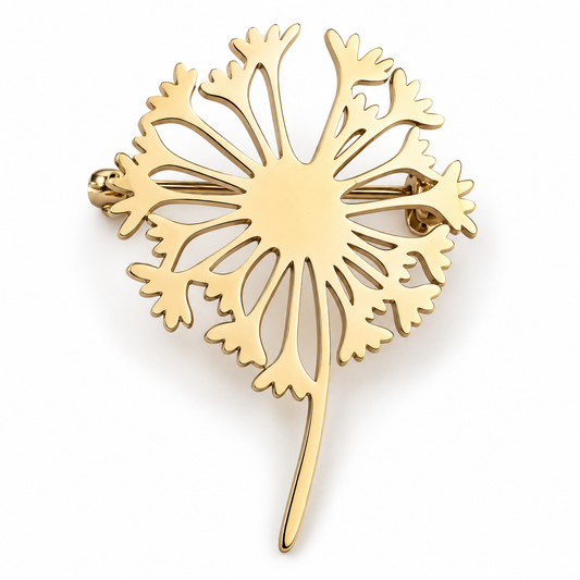 Broche fleur pissenlit, acier inoxydable