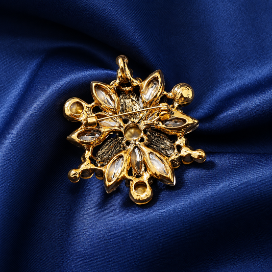 Broche flocon céleste vue de dos, fermoir épingle