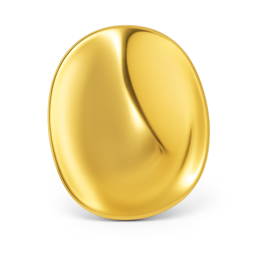 Broche galet, finition dorée, acier inoxydable