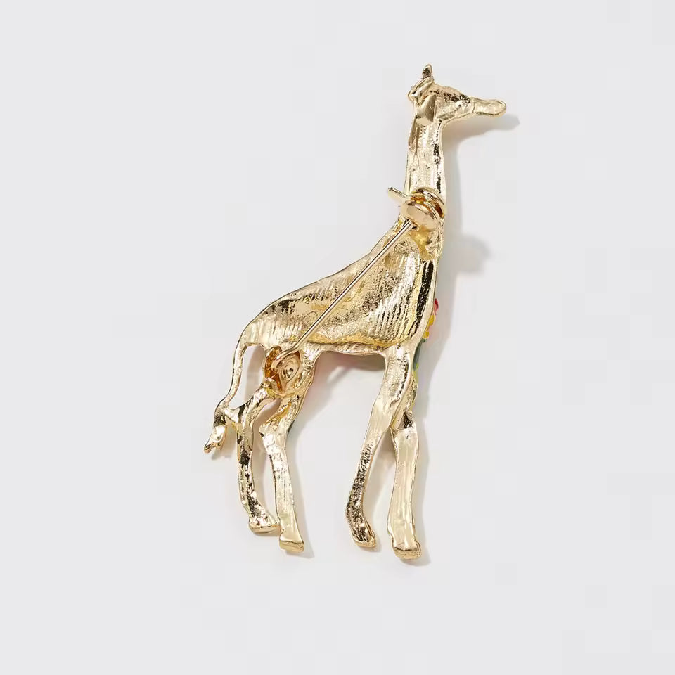 Broche girafe vue de dos, fermoir épingle