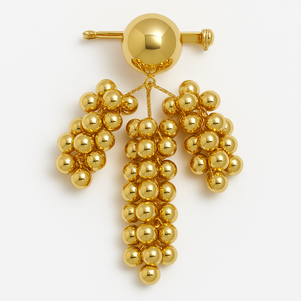 Broche grappe raisin, alliage métallique