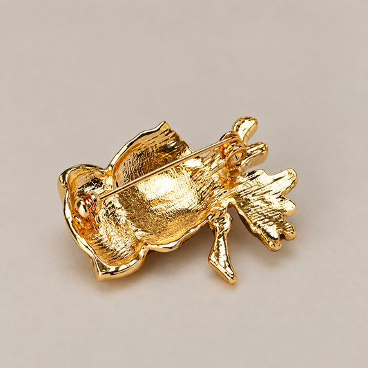Broche hibou curieux vue de dos, fermoir épingle
