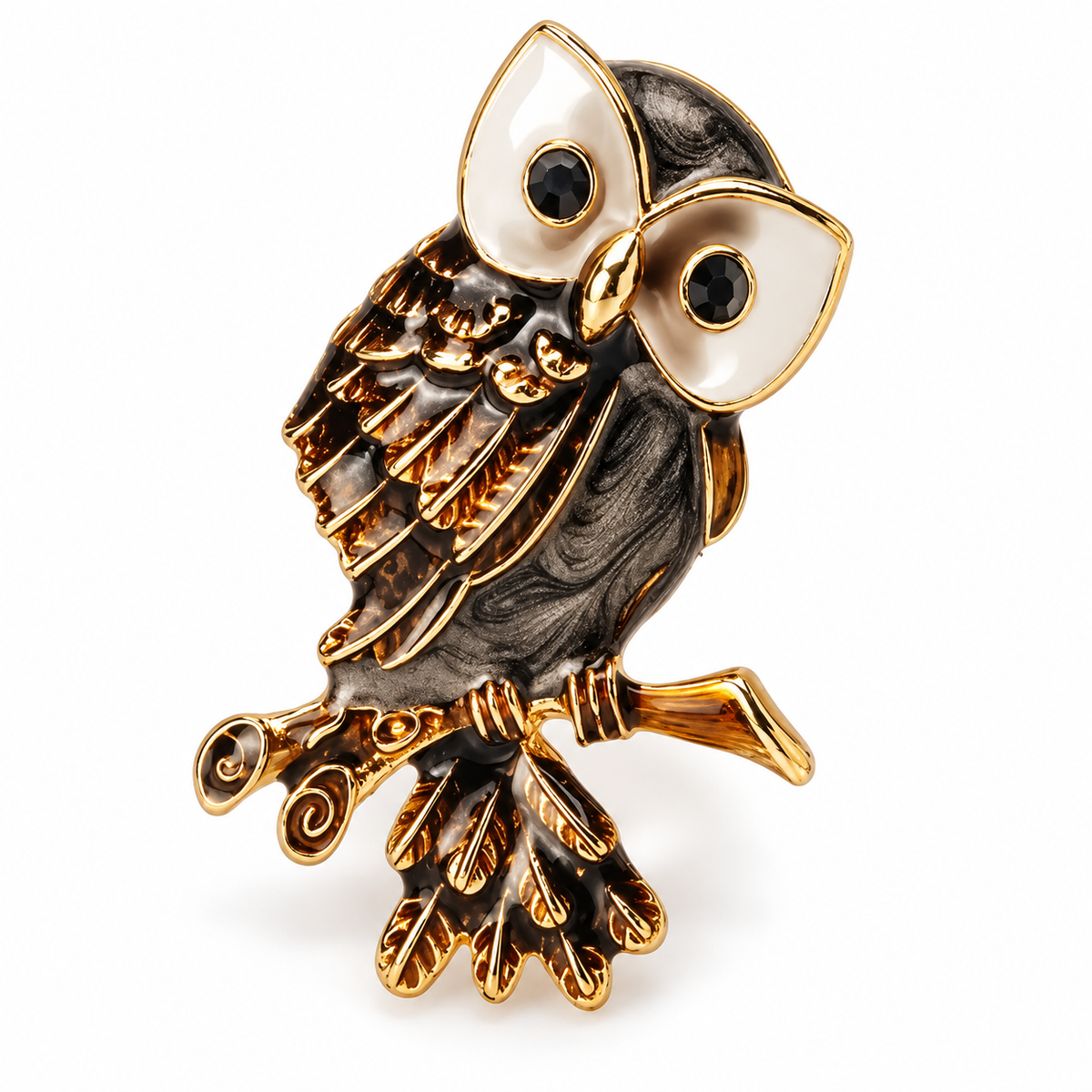 Broche hibou curieux, photo