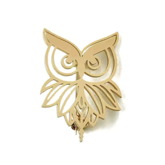 Broche hibou, acier inoxydable