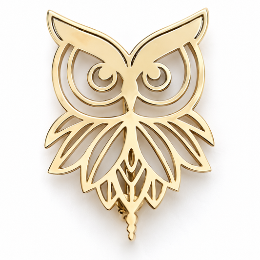Broche hibou, acier inoxydable