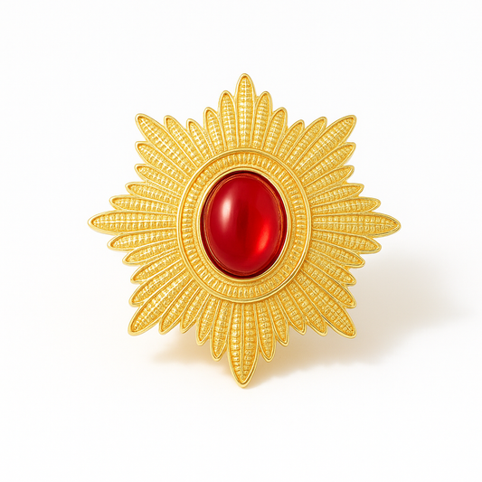 Broche impérial, finition dorée, alliage métallique