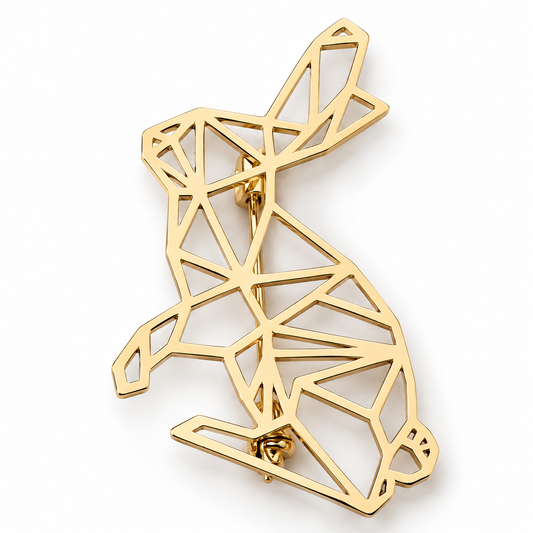 Broche lapin ajouré, acier inoxydable