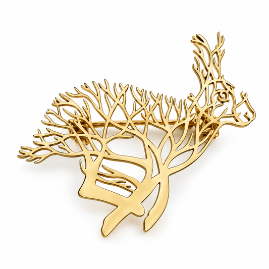 Broche lapin arbre de vie, acier inoxydable