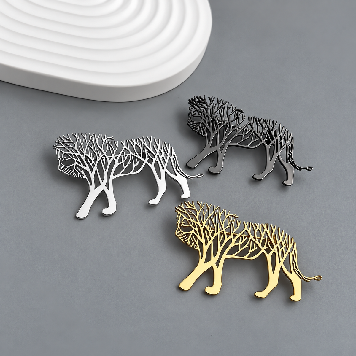 Broche lion arbre de vie, vue complémentaire