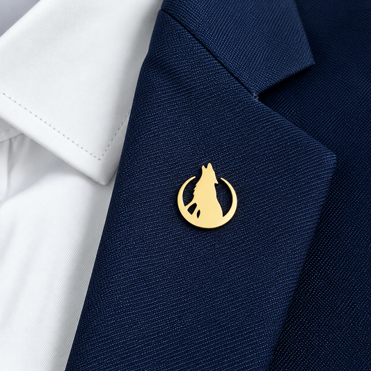 Broche loup portée sur une tenue